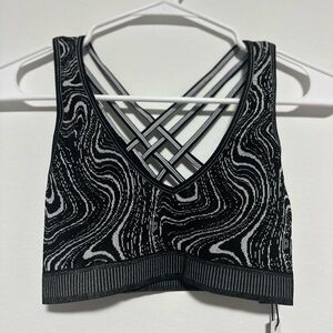 ASOS 4505 Seamless jacquard longline light support sports bra in swirl print